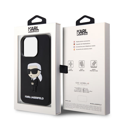 Capa para Apple iPhone 14 Pro, Karl Lagerfeld, 3D Rubber Ikonik Karl, Preta