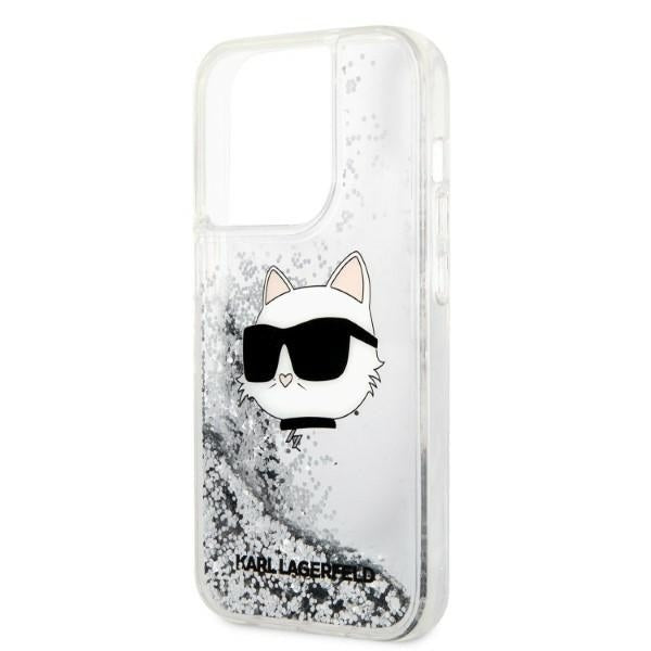 Capa para Apple iPhone 14 Pro, Karl Lagerfeld, Glitter Choupette's Head, Prateada