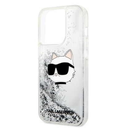 Capa para Apple iPhone 14 Pro, Karl Lagerfeld, Glitter Choupette's Head, Prateada
