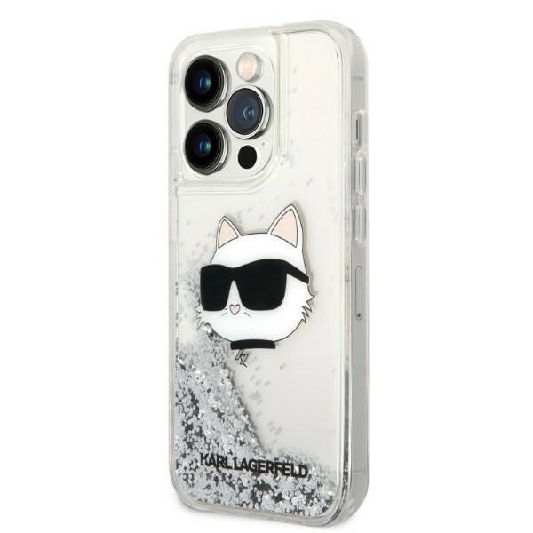 Capa para Apple iPhone 14 Pro, Karl Lagerfeld, Glitter Choupette's Head, Prateada