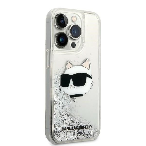 Capa para Apple iPhone 14 Pro, Karl Lagerfeld, Glitter Choupette's Head, Prateada
