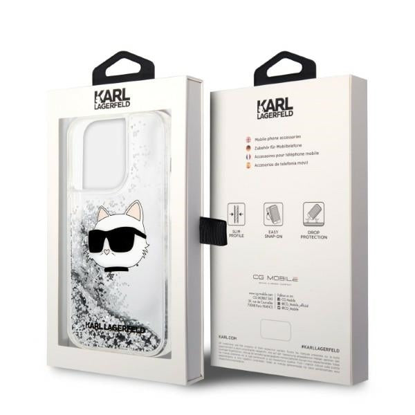 Capa para Apple iPhone 14 Pro, Karl Lagerfeld, Glitter Choupette's Head, Prateada