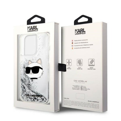 Capa para Apple iPhone 14 Pro, Karl Lagerfeld, Glitter Choupette's Head, Prateada