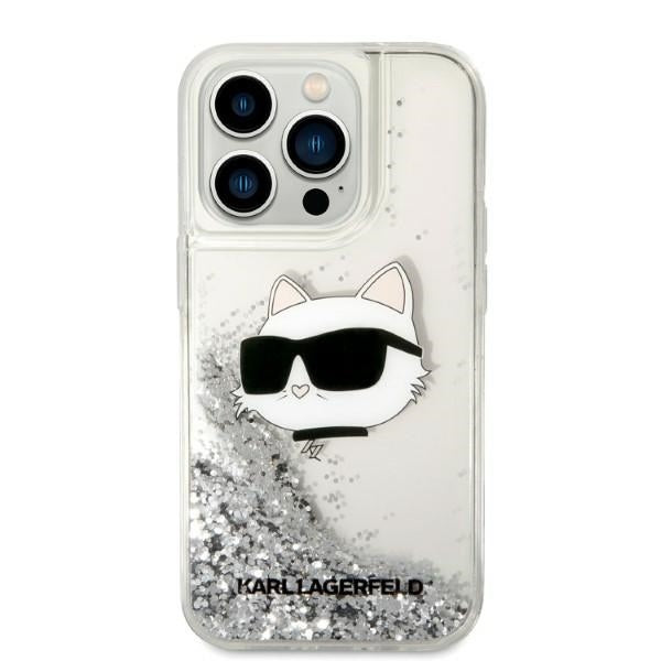 Capa para Apple iPhone 14 Pro, Karl Lagerfeld, Glitter Choupette's Head, Prateada