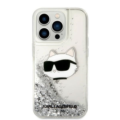 Capa para Apple iPhone 14 Pro, Karl Lagerfeld, Glitter Choupette's Head, Prateada
