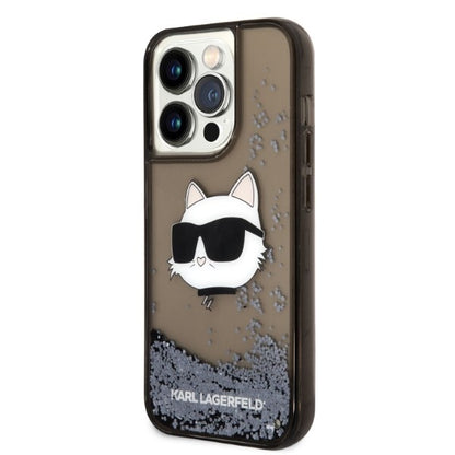 Case for Apple iPhone 14 Pro, Karl Lagerfeld, Glitter Choupette's Head, Black