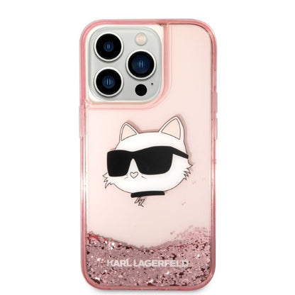 Capa para Apple iPhone 14 Pro, Karl Lagerfeld, Glitter Choupette's Head, Rosa