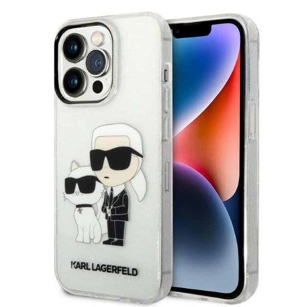 Capa para Apple iPhone 14 Pro, Karl Lagerfeld, Glitter Karl & Choupette, Transparente
