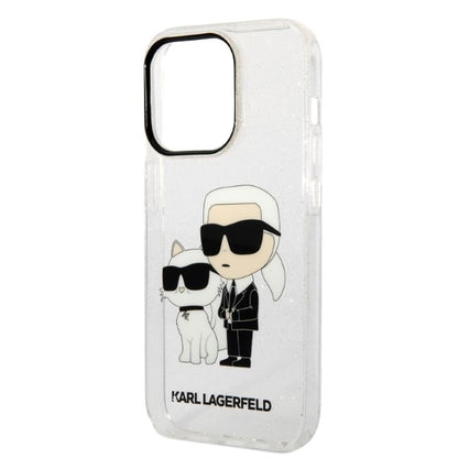 Capa para Apple iPhone 14 Pro, Karl Lagerfeld, Glitter Karl & Choupette, Transparente