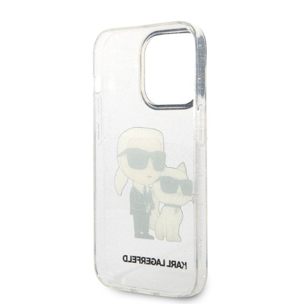 Capa para Apple iPhone 14 Pro, Karl Lagerfeld, Glitter Karl & Choupette, Transparente