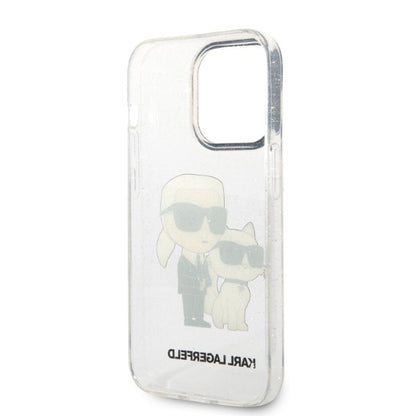 Capa para Apple iPhone 14 Pro, Karl Lagerfeld, Glitter Karl & Choupette, Transparente