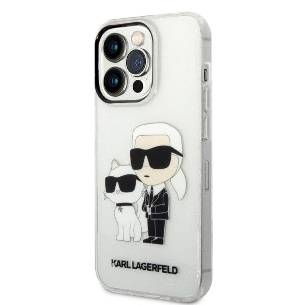 Capa para Apple iPhone 14 Pro, Karl Lagerfeld, Glitter Karl & Choupette, Transparente