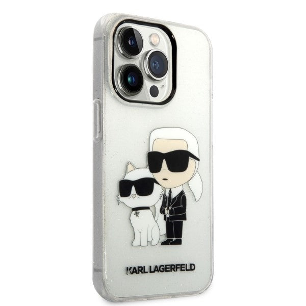 Capa para Apple iPhone 14 Pro, Karl Lagerfeld, Glitter Karl & Choupette, Transparente