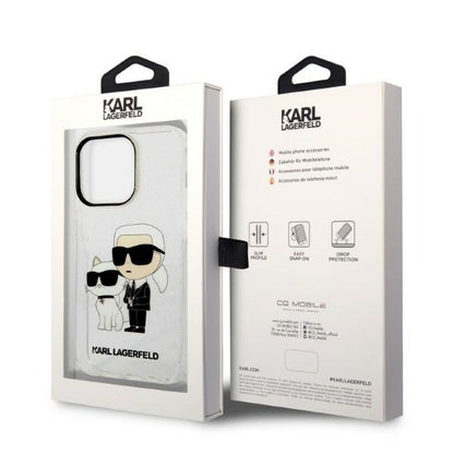 Capa para Apple iPhone 14 Pro, Karl Lagerfeld, Glitter Karl & Choupette, Transparente