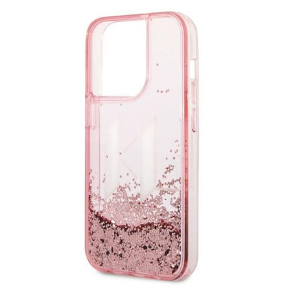Capa para Apple iPhone 14 Pro, Karl Lagerfeld, Glitter Liquid Big KL, Rosa
