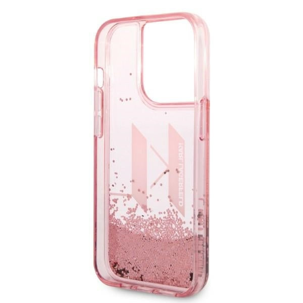 Capa para Apple iPhone 14 Pro, Karl Lagerfeld, Glitter Liquid Big KL, Rosa