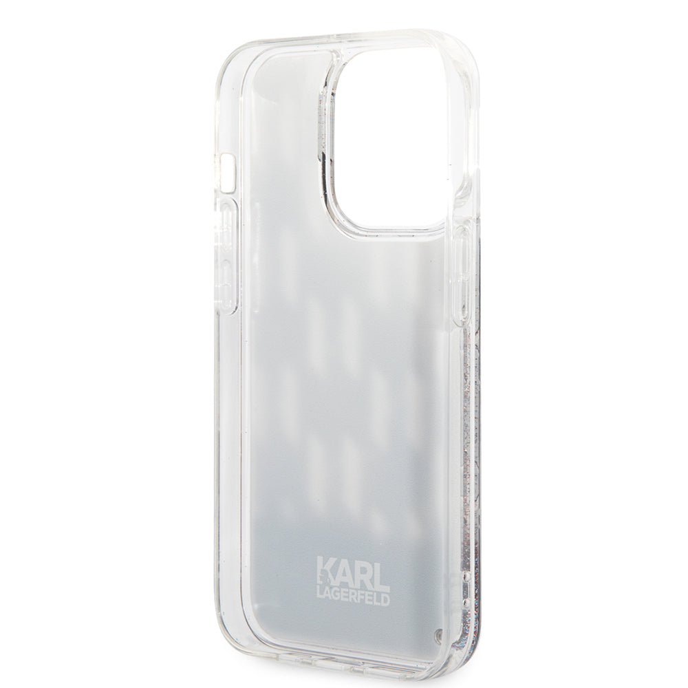 Capa para Apple iPhone 14 Pro, Karl Lagerfeld, Liquid Glitter Monogram, Preta