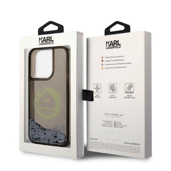 Capa para Apple iPhone 14 Pro, Karl Lagerfeld, Liquid Glitter RSG, Preta