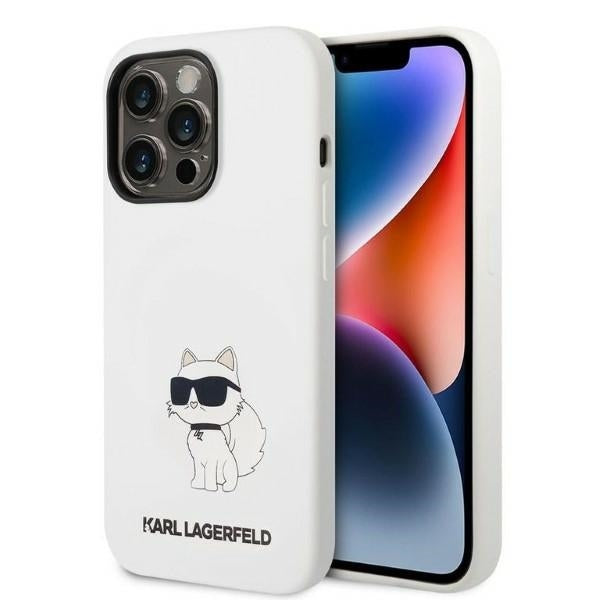 Capa para Apple iPhone 14 Pro, Karl Lagerfeld, Silicone Choupette, Branca