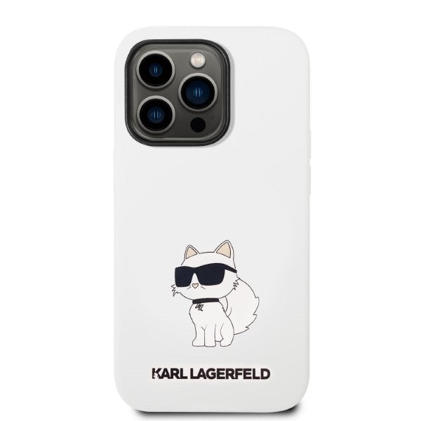 Capa para Apple iPhone 14 Pro, Karl Lagerfeld, Silicone Choupette, Branca