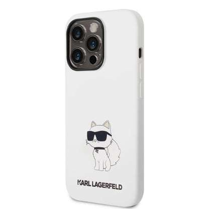 Capa para Apple iPhone 14 Pro, Karl Lagerfeld, Silicone Choupette, Branca