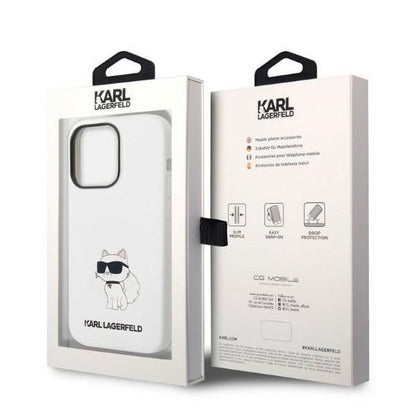 Capa para Apple iPhone 14 Pro, Karl Lagerfeld, Silicone Choupette, Branca