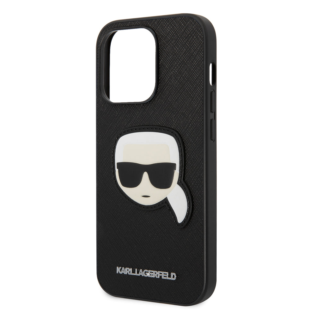 Capa para Apple iPhone 14 Pro, Karl Lagerfeld, Saffiano Karl's Head, Preta