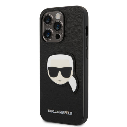 Capa para Apple iPhone 14 Pro, Karl Lagerfeld, Saffiano Karl's Head, Preta