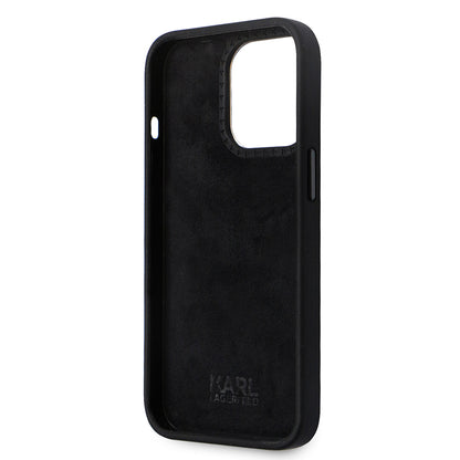 Capa para Apple iPhone 14 Pro, Karl Lagerfeld, Silicone Ikonik Karl Metal, Preta