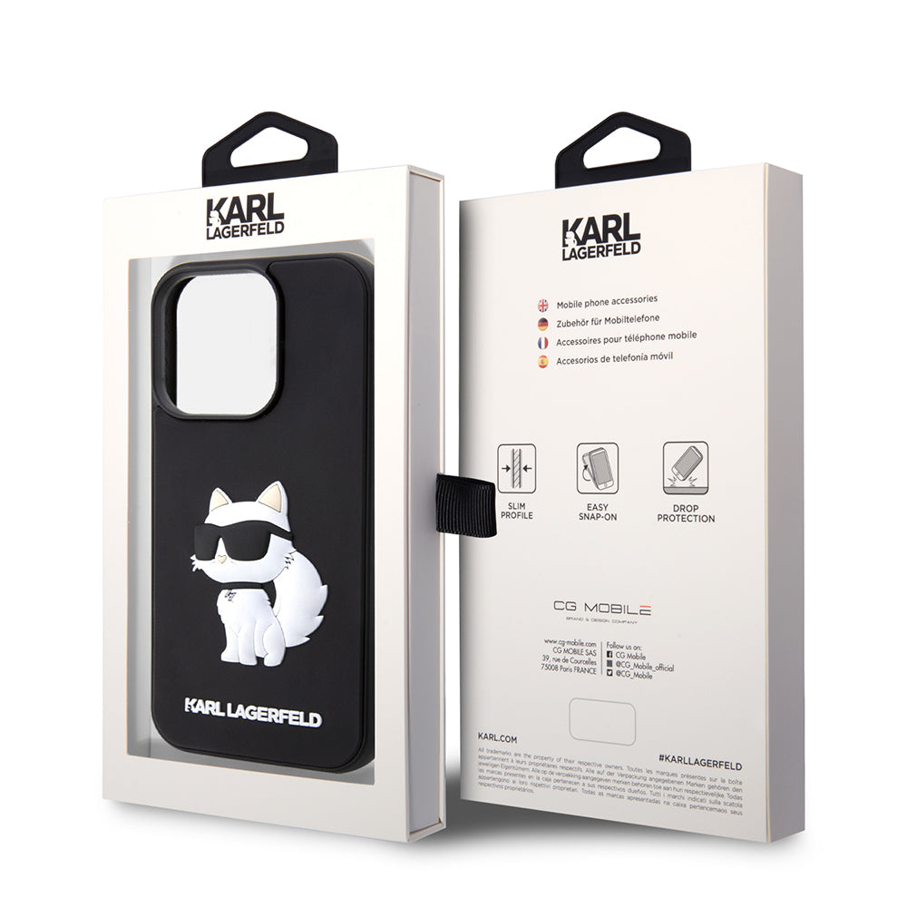Case for Apple iPhone 14 Pro Max, Karl Lagerfeld, 3D Rubber Choupette, Black