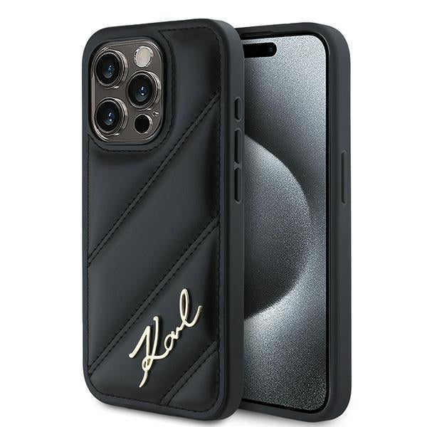 Capa para Apple iPhone 14 Pro Max, Karl Lagerfeld, Diagonal Quilted Script, Preta