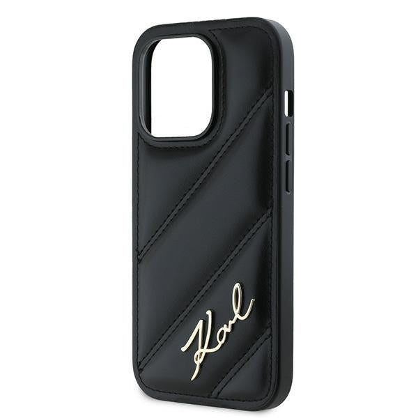 Capa para Apple iPhone 14 Pro Max, Karl Lagerfeld, Diagonal Quilted Script, Preta