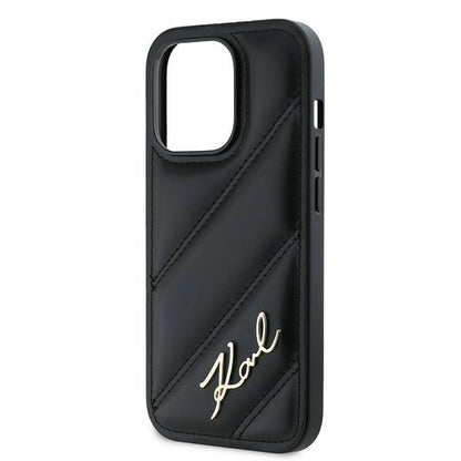 Capa para Apple iPhone 14 Pro Max, Karl Lagerfeld, Diagonal Quilted Script, Preta