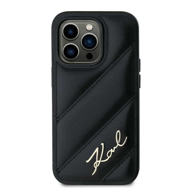 Capa para Apple iPhone 14 Pro Max, Karl Lagerfeld, Diagonal Quilted Script, Preta