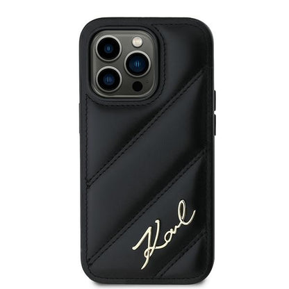 Capa para Apple iPhone 14 Pro Max, Karl Lagerfeld, Diagonal Quilted Script, Preta