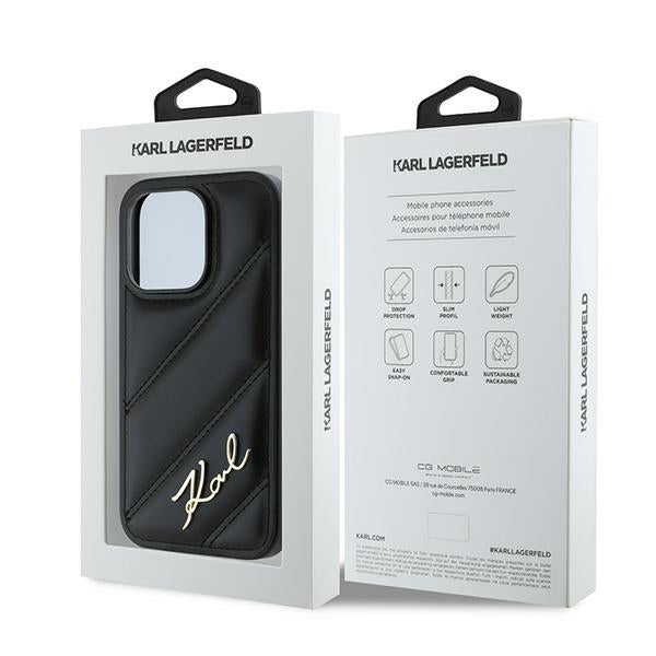 Capa para Apple iPhone 14 Pro Max, Karl Lagerfeld, Diagonal Quilted Script, Preta