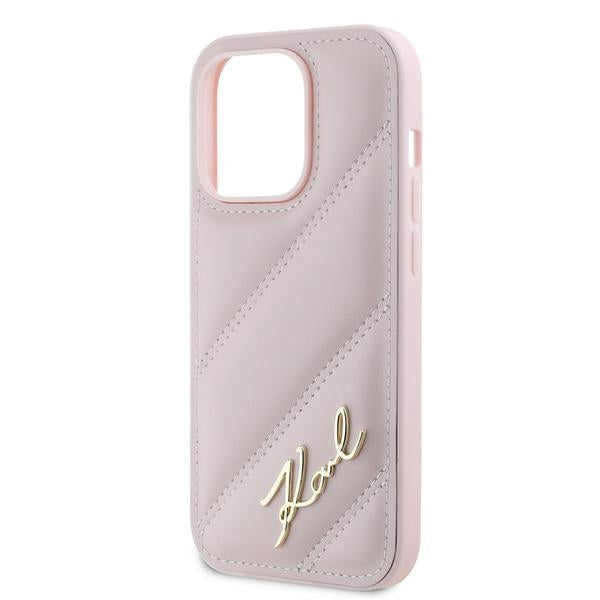 Capa para Apple iPhone 14 Pro Max, Karl Lagerfeld, Diagonal Quilted Script, Rosa