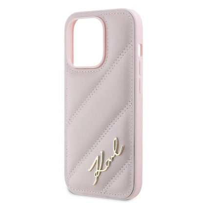 Capa para Apple iPhone 14 Pro Max, Karl Lagerfeld, Diagonal Quilted Script, Rosa