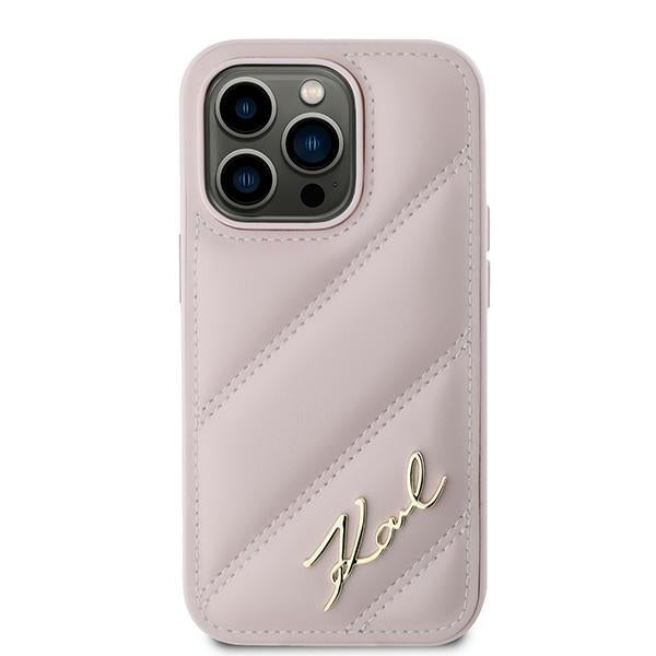 Capa para Apple iPhone 14 Pro Max, Karl Lagerfeld, Diagonal Quilted Script, Rosa