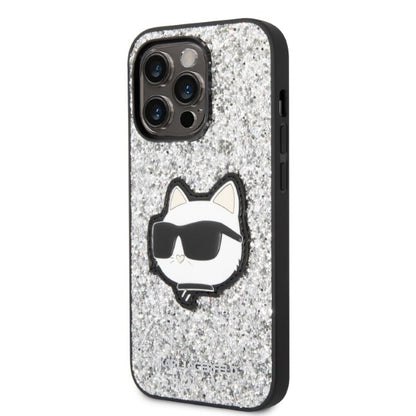 Capa para Apple iPhone 14 Pro Max, Karl Lagerfeld, Glitter Choupette Patch, Prateada