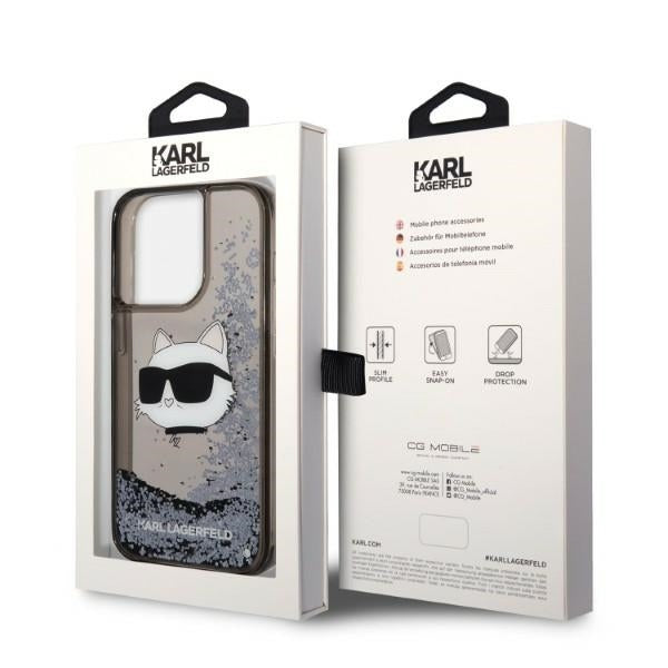 Capa para Apple iPhone 14 Pro Max, Karl Lagerfeld, Glitter Choupette's Head, Preta