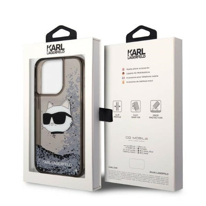 Capa para Apple iPhone 14 Pro Max, Karl Lagerfeld, Glitter Choupette's Head, Preta