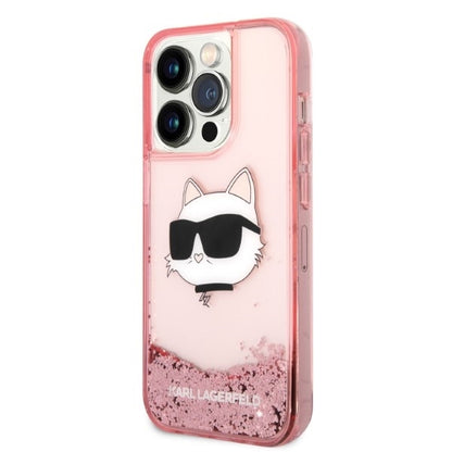 Capa para Apple iPhone 14 Pro Max, Karl Lagerfeld, Glitter Choupette's Head, Rosa