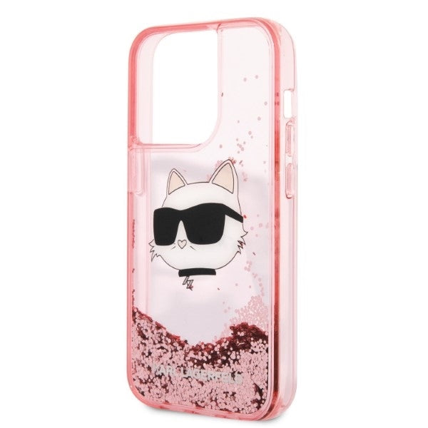 Capa para Apple iPhone 14 Pro Max, Karl Lagerfeld, Glitter Choupette's Head, Rosa