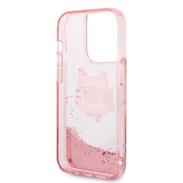 Capa para Apple iPhone 14 Pro Max, Karl Lagerfeld, Glitter Choupette's Head, Rosa