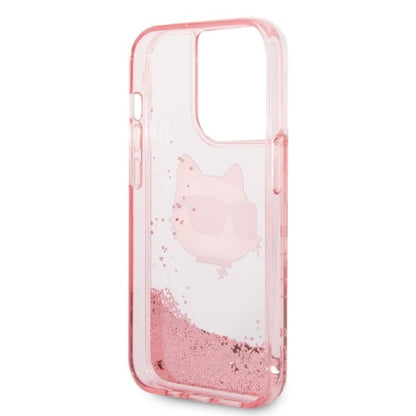 Capa para Apple iPhone 14 Pro Max, Karl Lagerfeld, Glitter Choupette's Head, Rosa