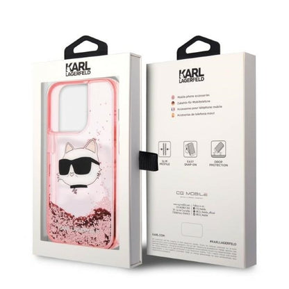 Capa para Apple iPhone 14 Pro Max, Karl Lagerfeld, Glitter Choupette's Head, Rosa