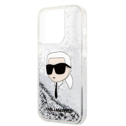 Capa para Apple iPhone 14 Pro Max, Karl Lagerfeld, Glitter Karl's Head, Prateada