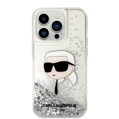 Capa para Apple iPhone 14 Pro Max, Karl Lagerfeld, Glitter Karl's Head, Prateada