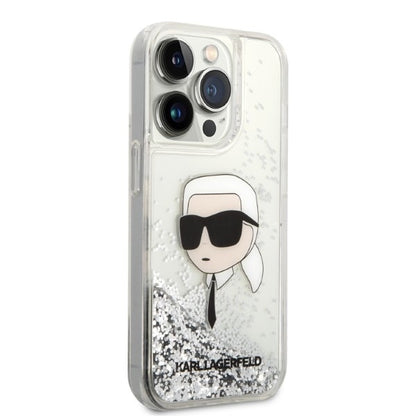 Capa para Apple iPhone 14 Pro Max, Karl Lagerfeld, Glitter Karl's Head, Prateada